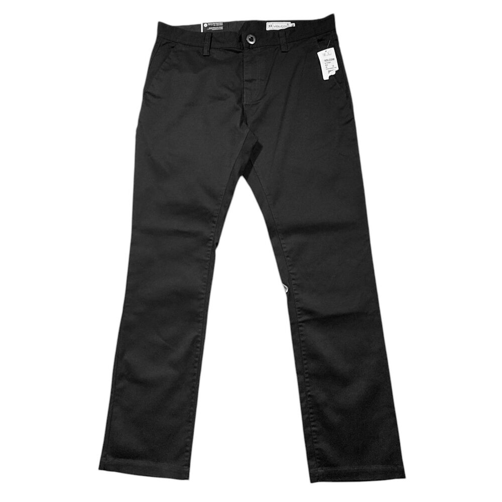 Volcom Frickin Modern Stretch Chino Pants Mens 33x32 Black Straight Leg NWT